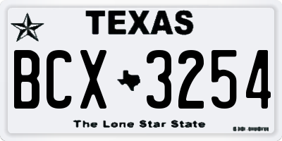 TX license plate BCX3254