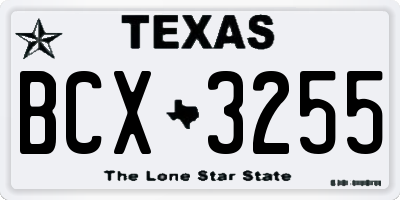TX license plate BCX3255