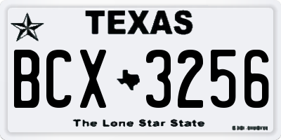TX license plate BCX3256