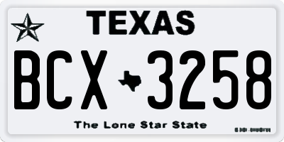 TX license plate BCX3258