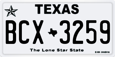 TX license plate BCX3259