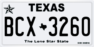 TX license plate BCX3260