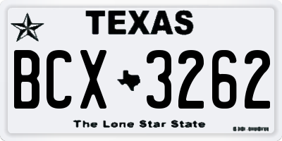 TX license plate BCX3262