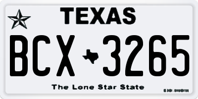 TX license plate BCX3265