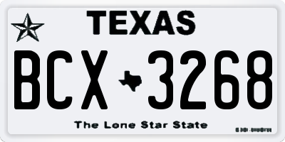 TX license plate BCX3268