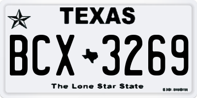 TX license plate BCX3269