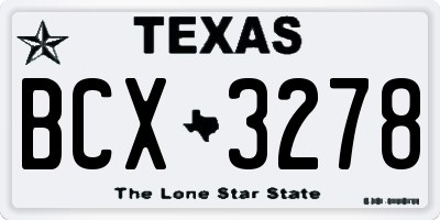 TX license plate BCX3278