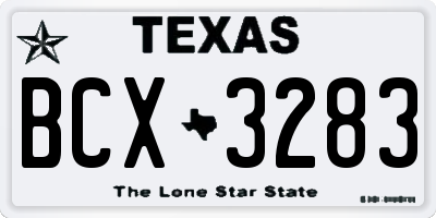 TX license plate BCX3283