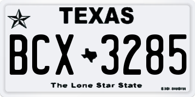 TX license plate BCX3285