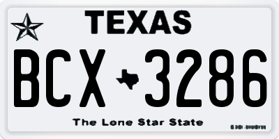 TX license plate BCX3286