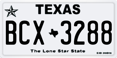 TX license plate BCX3288