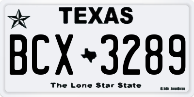 TX license plate BCX3289