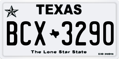 TX license plate BCX3290