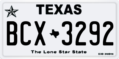 TX license plate BCX3292