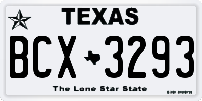 TX license plate BCX3293