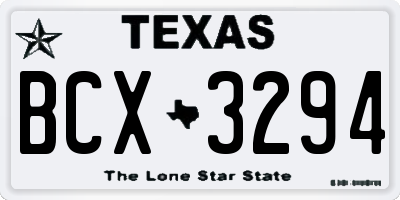 TX license plate BCX3294