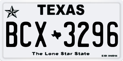 TX license plate BCX3296
