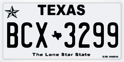 TX license plate BCX3299
