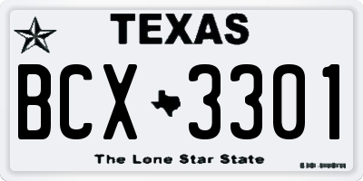 TX license plate BCX3301