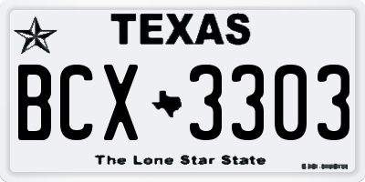TX license plate BCX3303