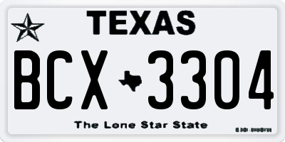 TX license plate BCX3304