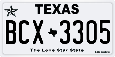 TX license plate BCX3305