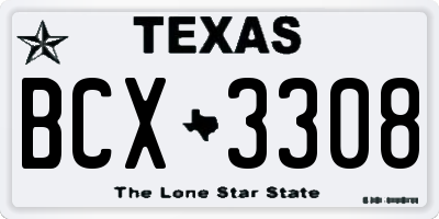 TX license plate BCX3308