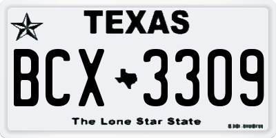 TX license plate BCX3309