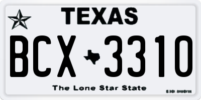 TX license plate BCX3310