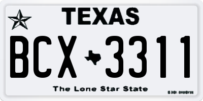 TX license plate BCX3311