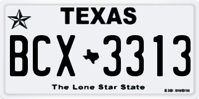 TX license plate BCX3313