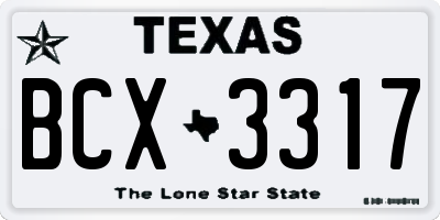 TX license plate BCX3317