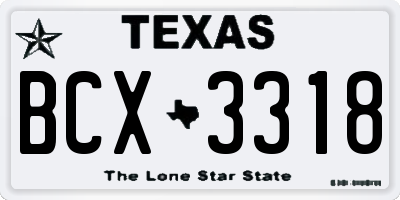 TX license plate BCX3318