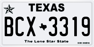 TX license plate BCX3319