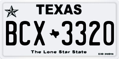 TX license plate BCX3320