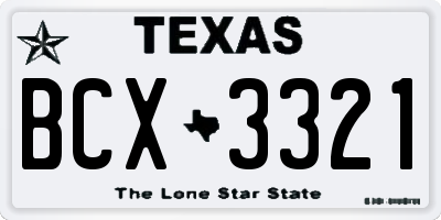 TX license plate BCX3321