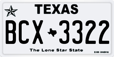 TX license plate BCX3322