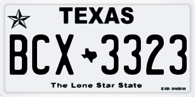 TX license plate BCX3323