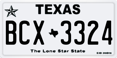 TX license plate BCX3324