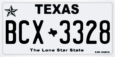 TX license plate BCX3328