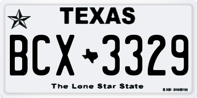 TX license plate BCX3329