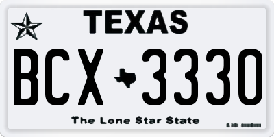 TX license plate BCX3330
