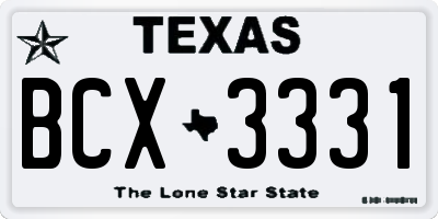TX license plate BCX3331