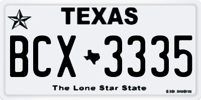TX license plate BCX3335