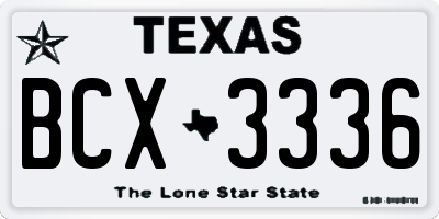 TX license plate BCX3336