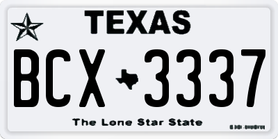 TX license plate BCX3337