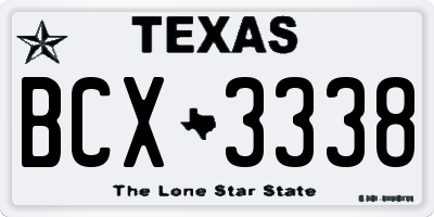 TX license plate BCX3338