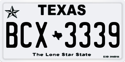 TX license plate BCX3339