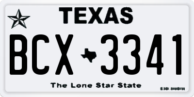 TX license plate BCX3341