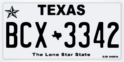 TX license plate BCX3342